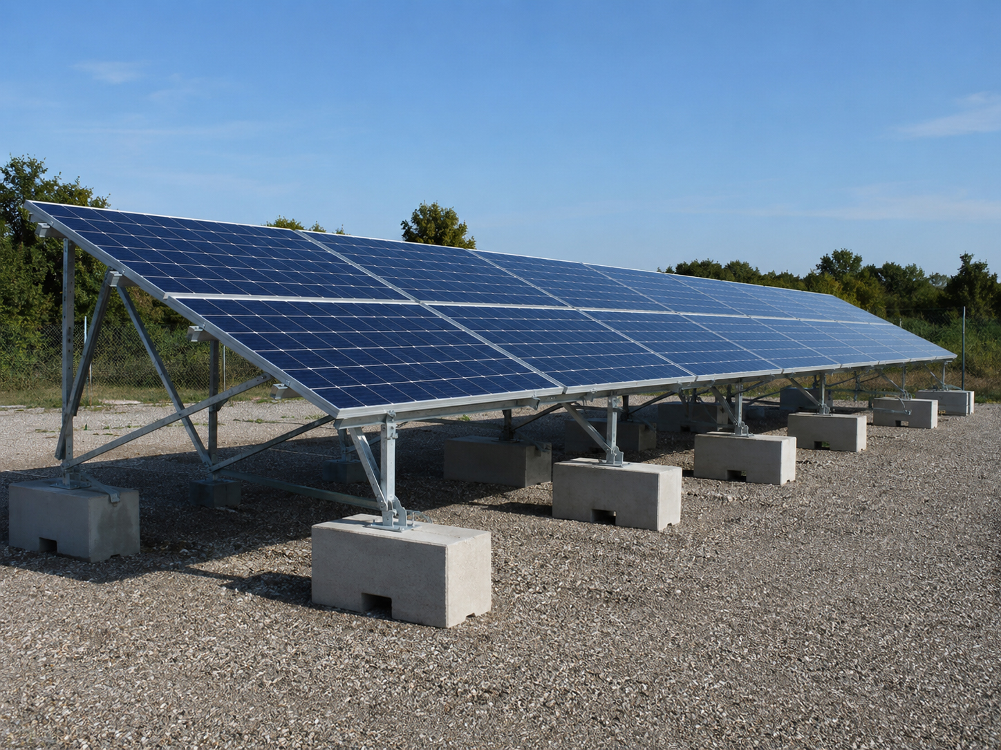 Ballast mounted ground solar array