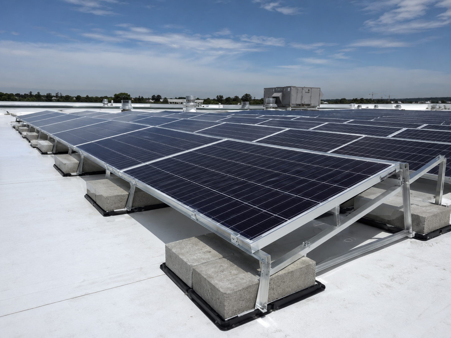 Ballasted flat roof racking system