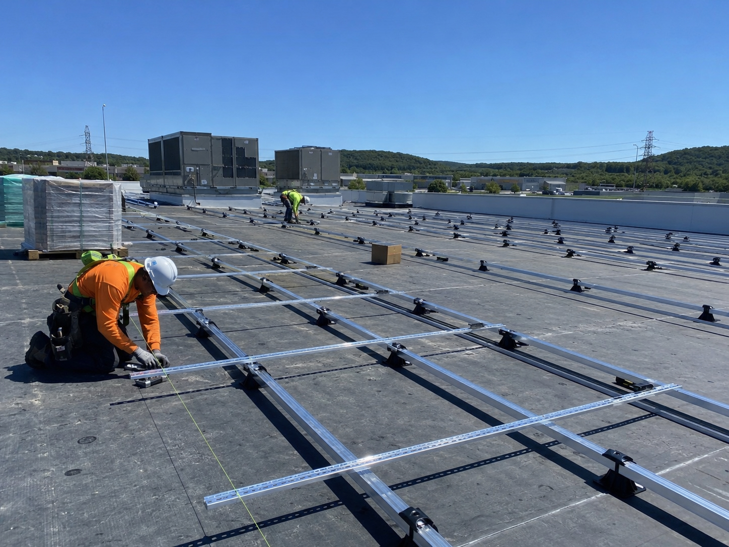 Flat roof solar mounting commercial