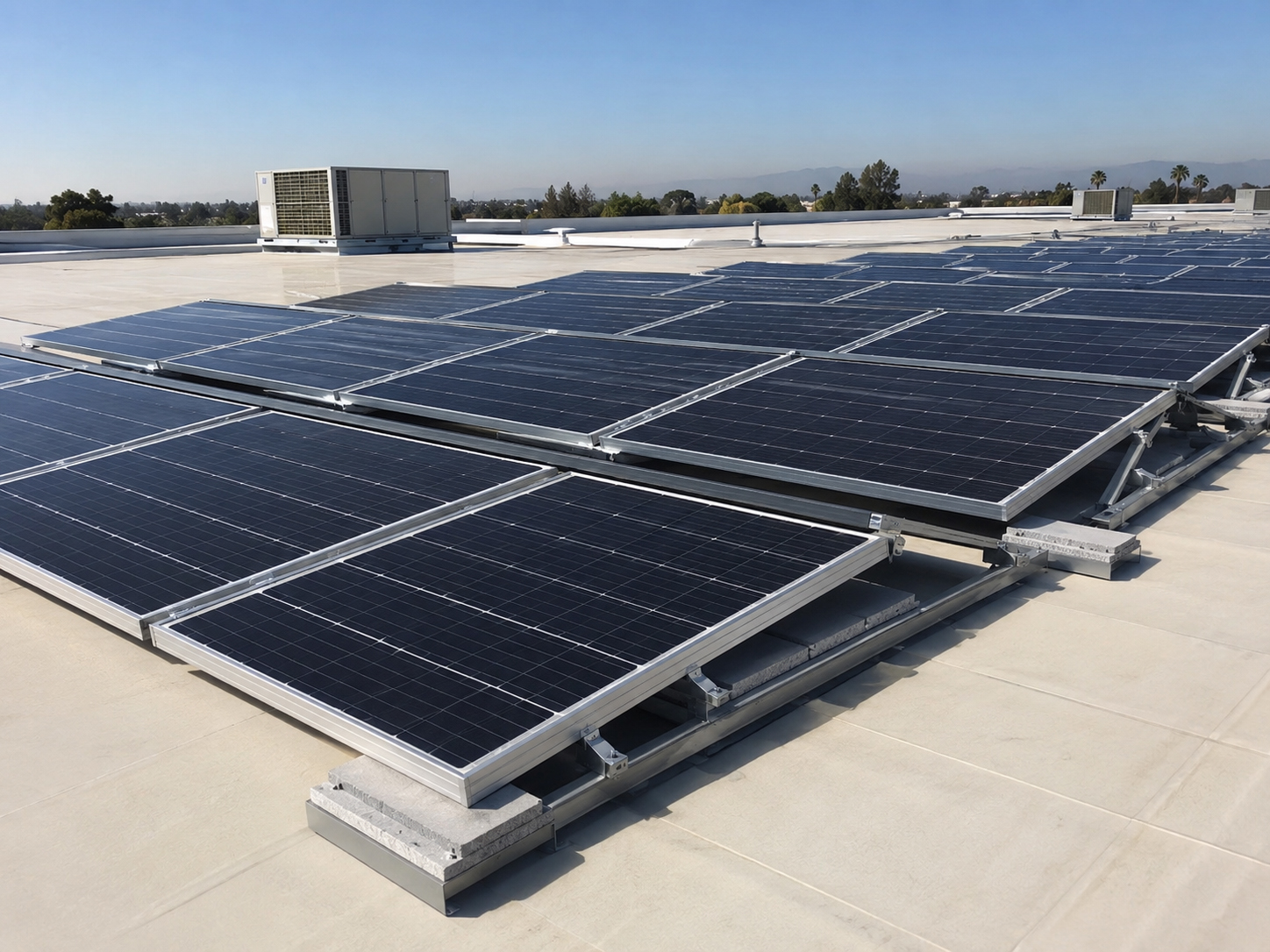 Reverse tilt flat roof solar racking