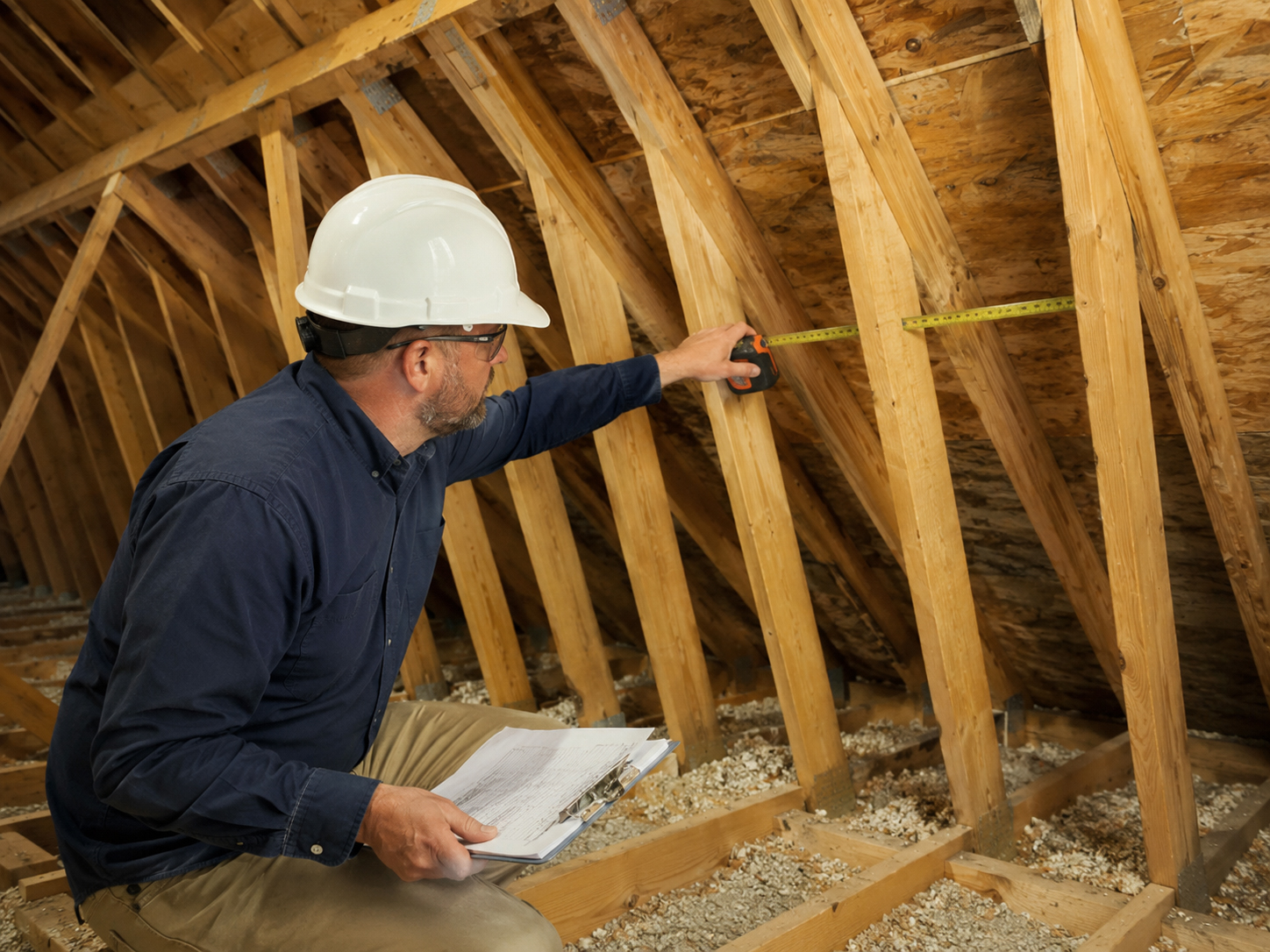 Roof integrity and rafter spacing inspection